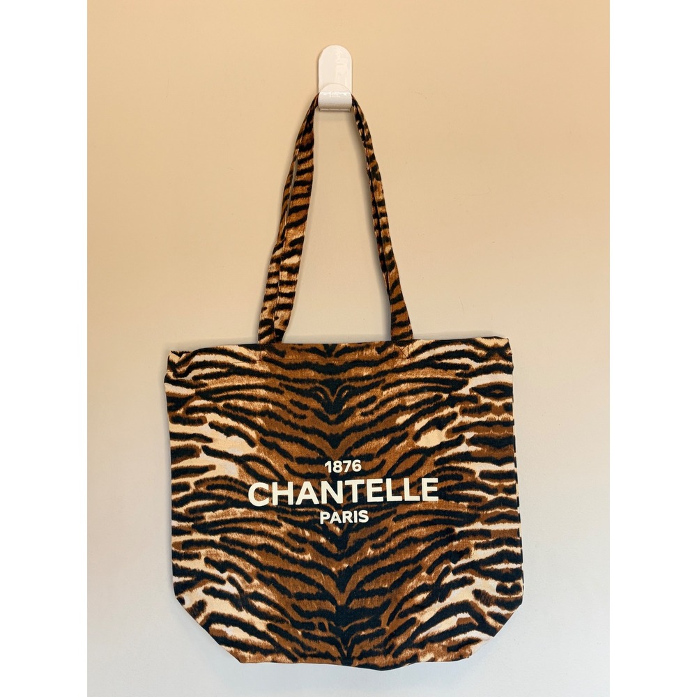 Chantelle Paris 1876 Tiger Animal Print Canvas Tote Bag Shopping Beach Gym